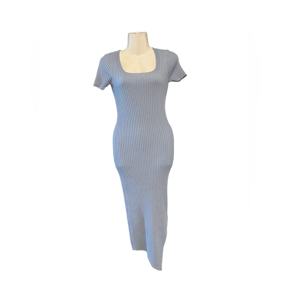 Whyte Valentyne Sweet Kitten Ribbed Blue Dress - Picture 2 of 9